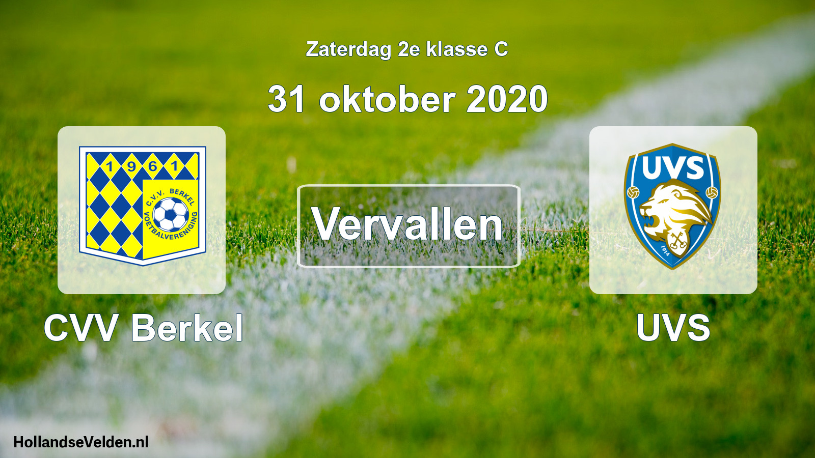 Scheduled Match: CVV Berkel - UVS (31 October 2020)