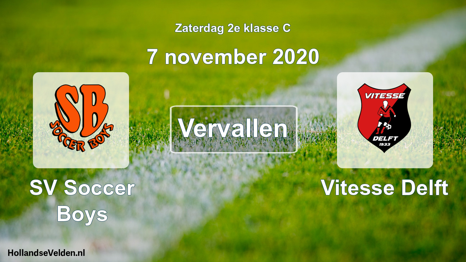 Scheduled Match: SV Soccer Boys - Vitesse Delft (7 November 2020)
