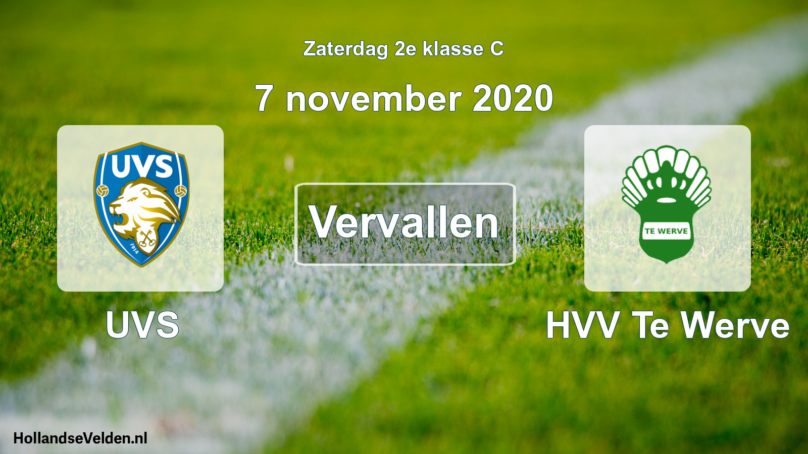 Scheduled Match: UVS - HVV Te Werve (7 November 2020)