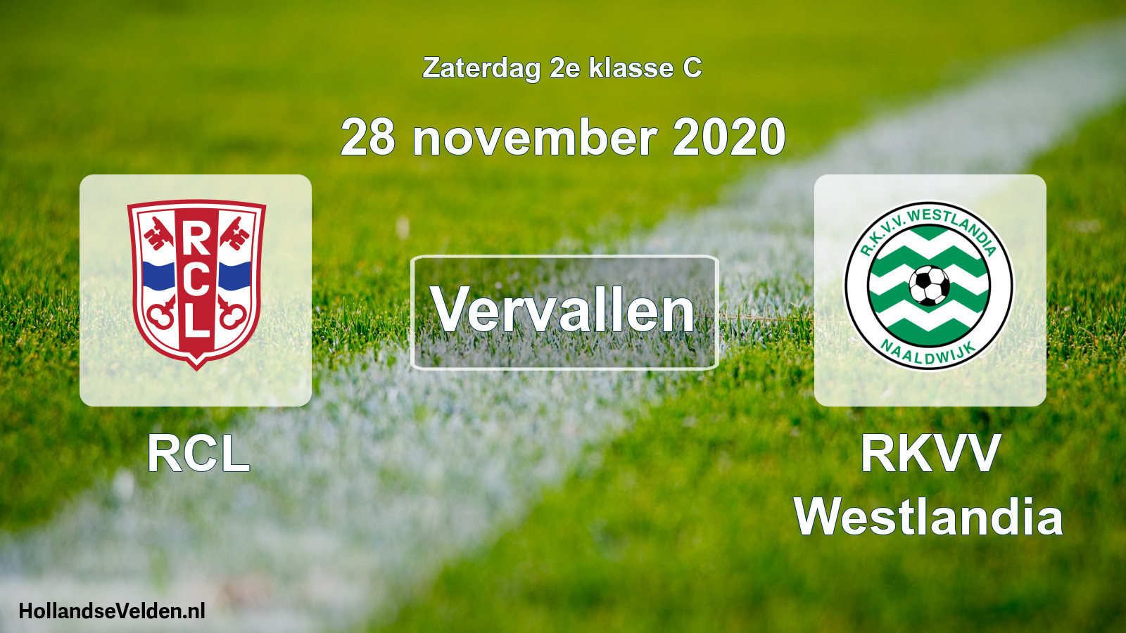 Scheduled Match: RCL - RKVV Westlandia (28 November 2020)