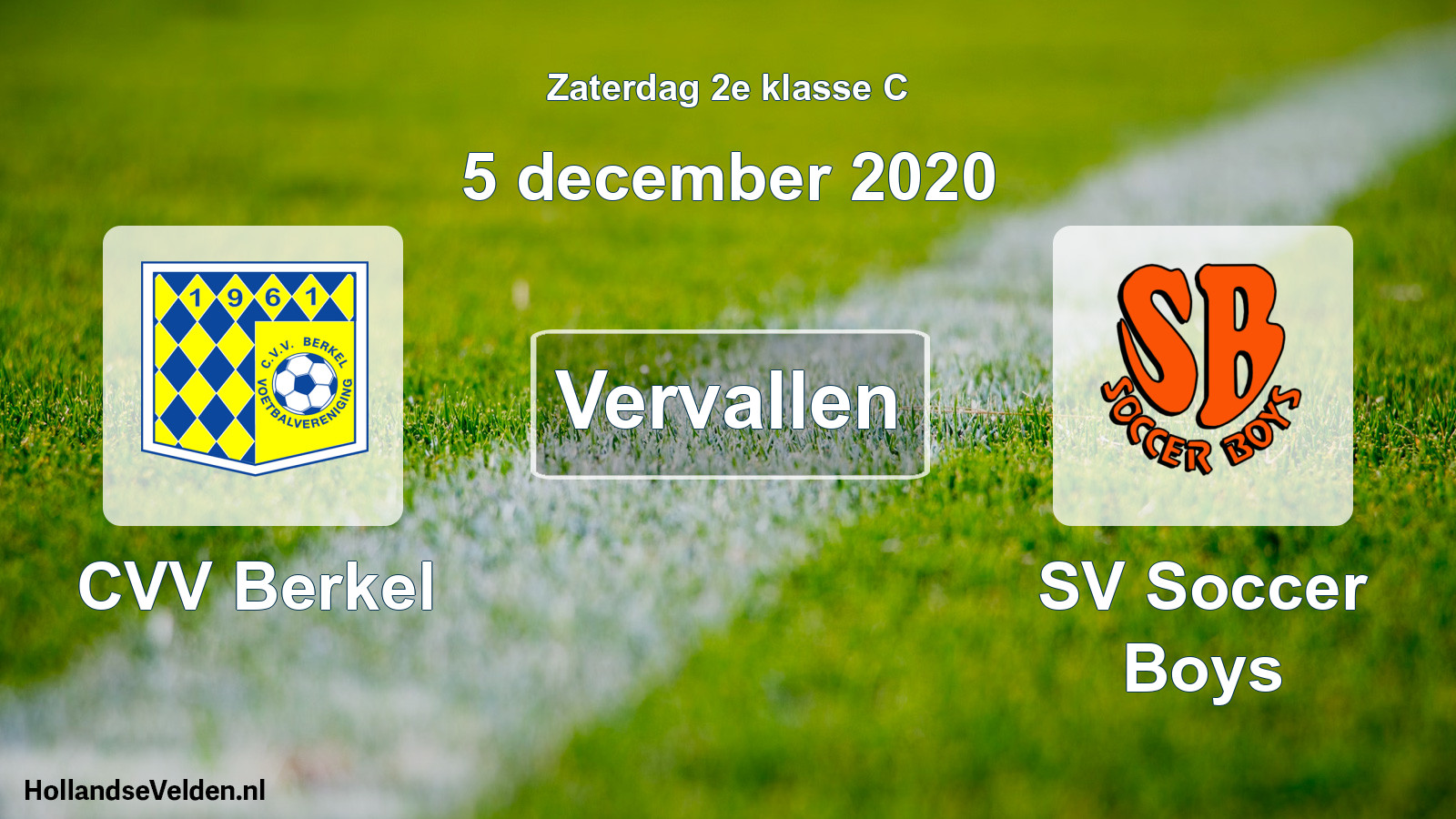 Scheduled Match: CVV Berkel - SV Soccer Boys (5 December 2020)