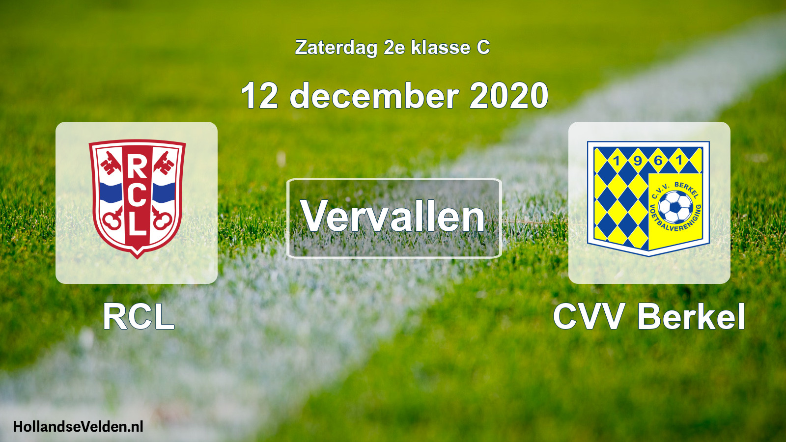 Scheduled Match: RCL - CVV Berkel (12 December 2020)