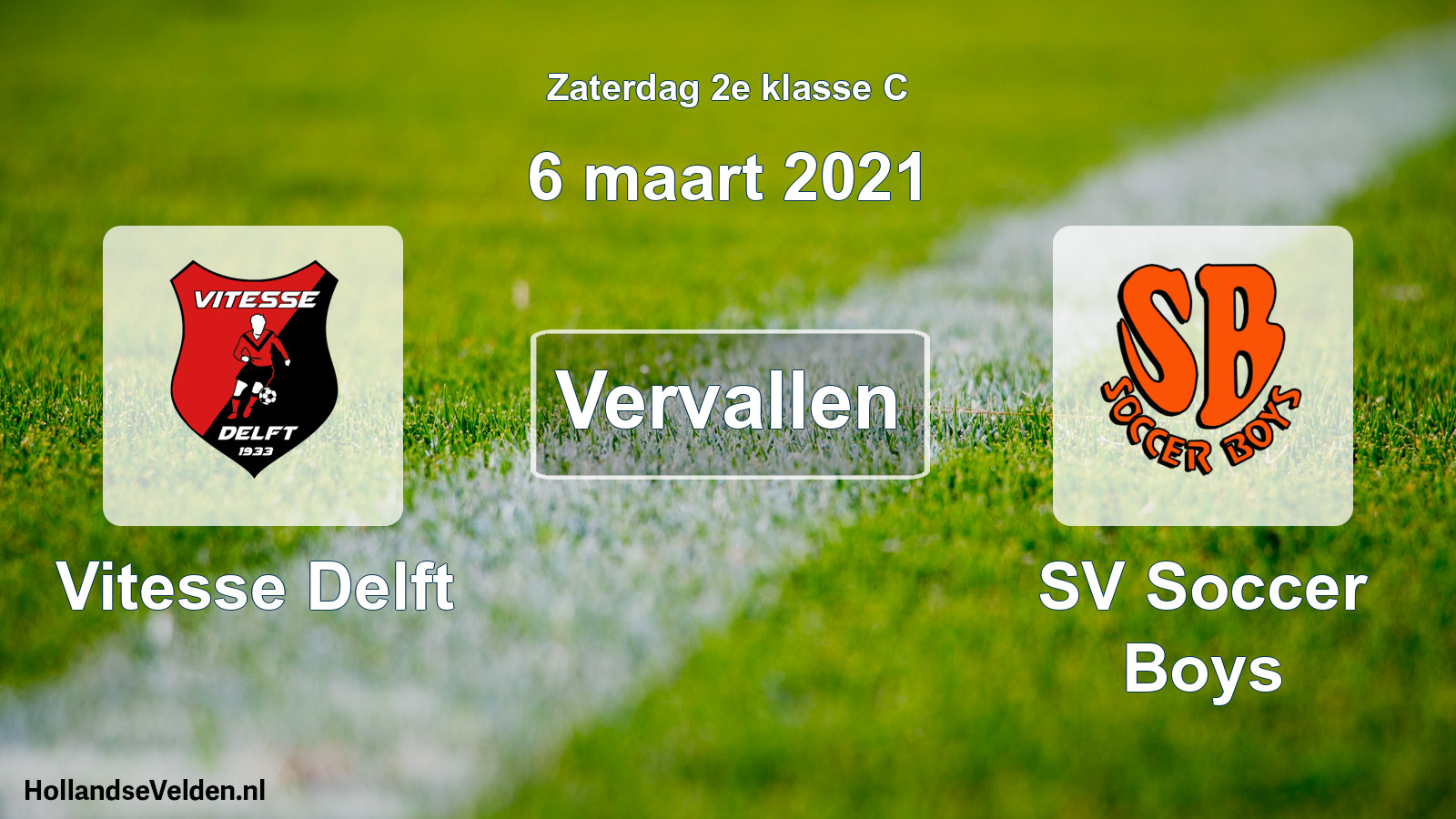 Scheduled Match: Vitesse Delft - SV Soccer Boys (6 March 2021)