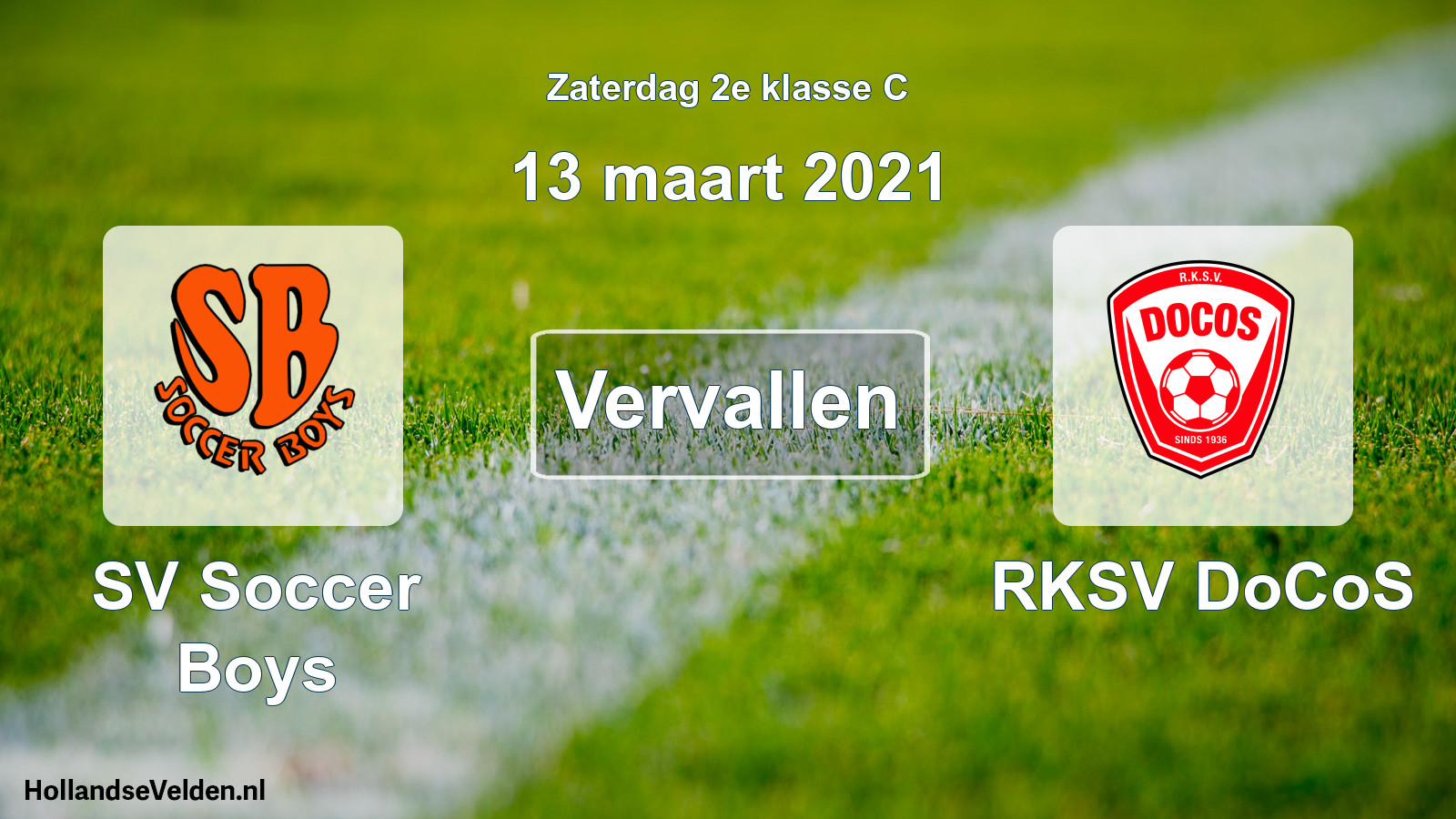 Scheduled Match: SV Soccer Boys - RKSV DoCoS (13 March 2021)