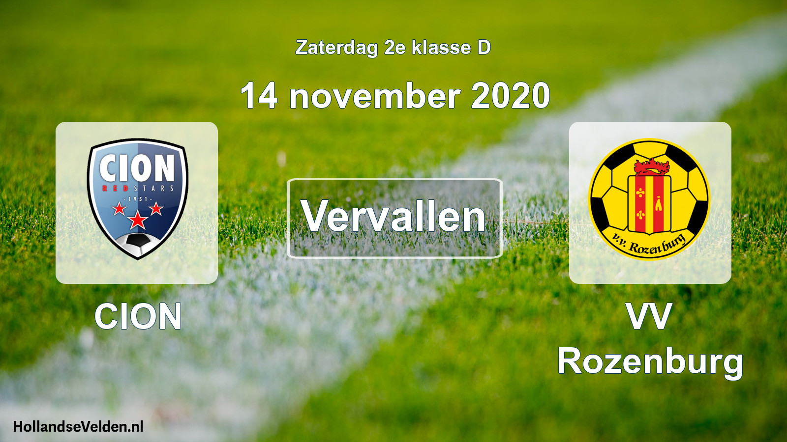 Scheduled Match: CION - VV Rozenburg (14 November 2020)