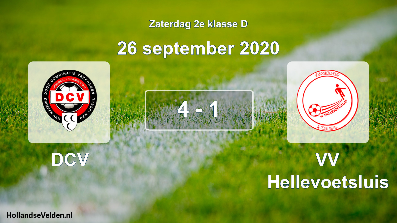 Total number of matches played: DCV - VV Hellevoetsluis 4 - 1 (26 September 2020)