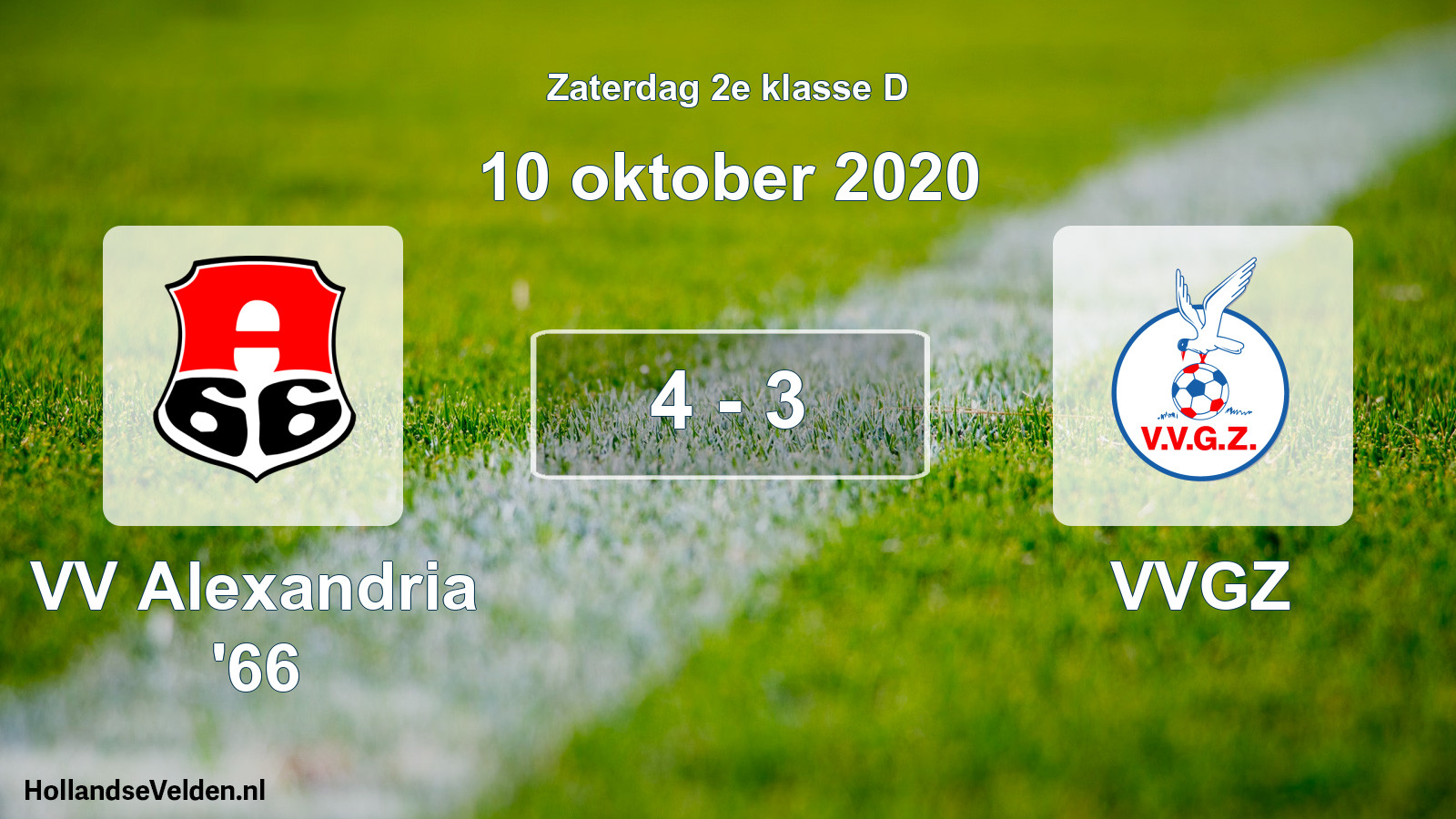 Total number of matches played: VV Alexandria '66 - VVGZ 4 - 3 (10 October 2020)
