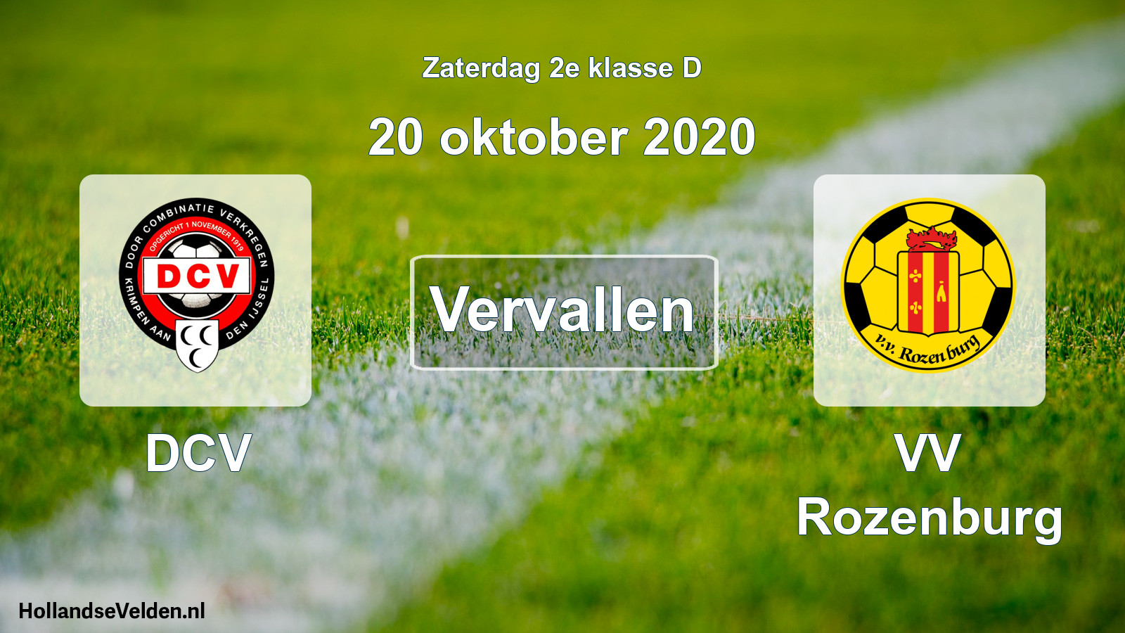 Scheduled Match: DCV - VV Rozenburg (20 October 2020)