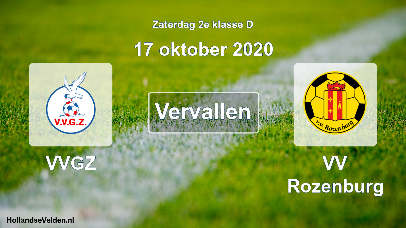 Scheduled Match: VVGZ - VV Rozenburg (17 October 2020)