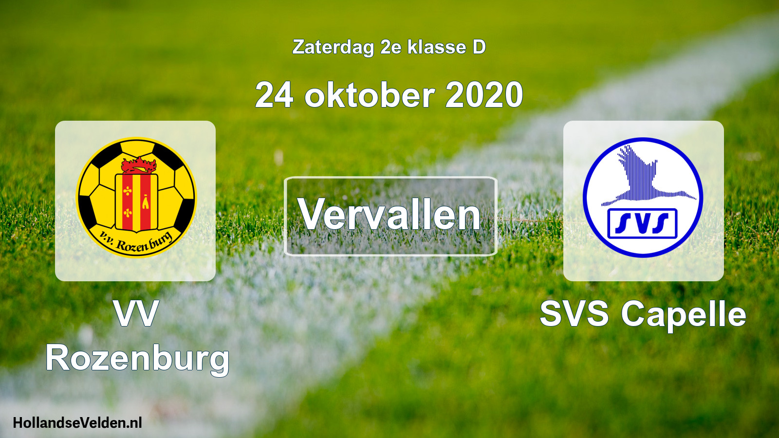 Scheduled Match: VV Rozenburg - SVS Capelle (24 October 2020)