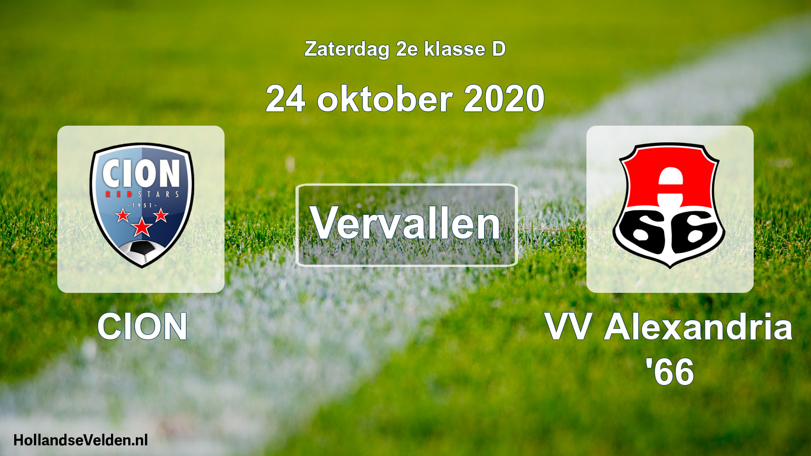 Scheduled Match: CION - VV Alexandria '66 (24 October 2020)