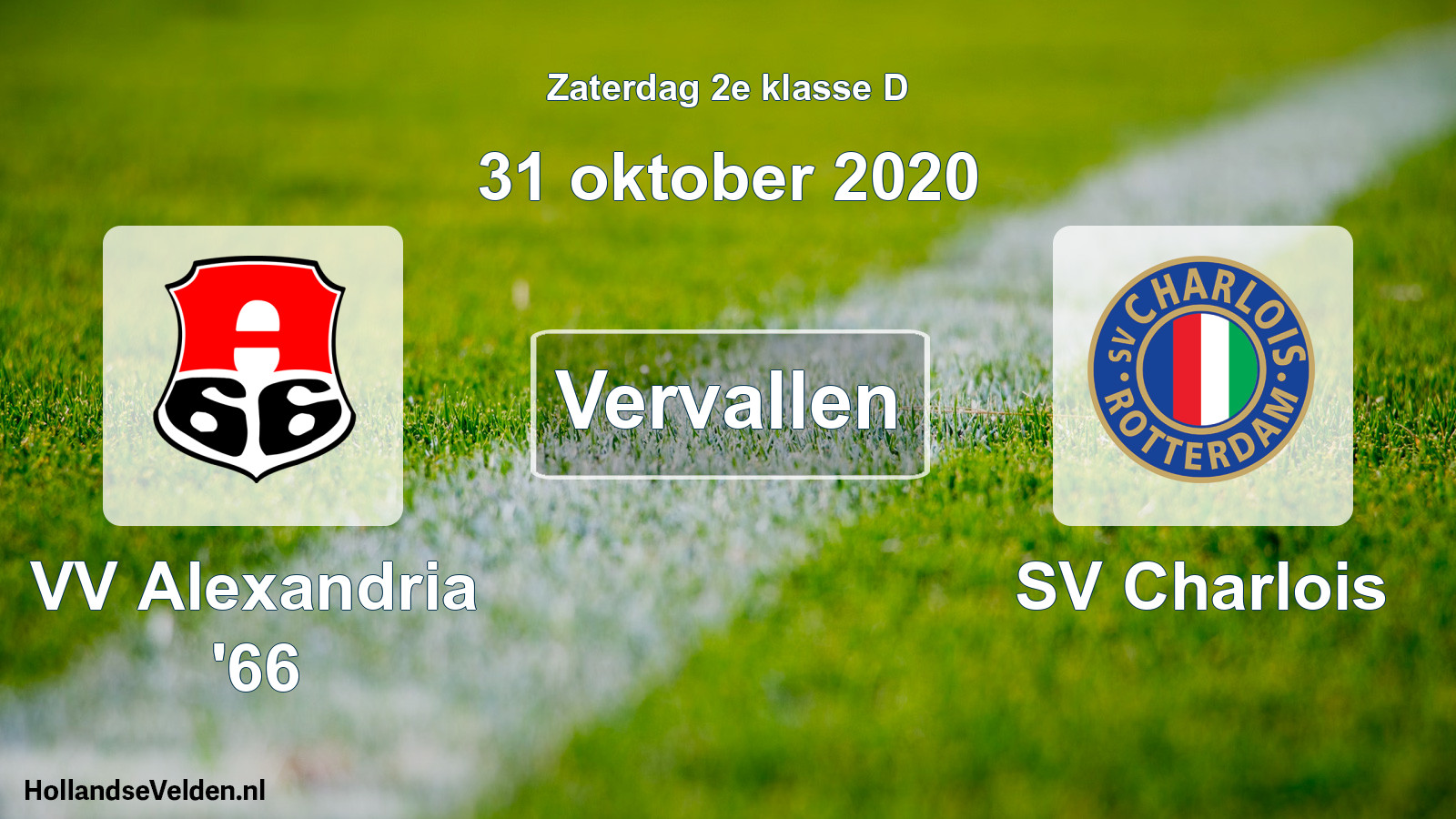 Scheduled Match: VV Alexandria '66 - SV Charlois (31 October 2020)