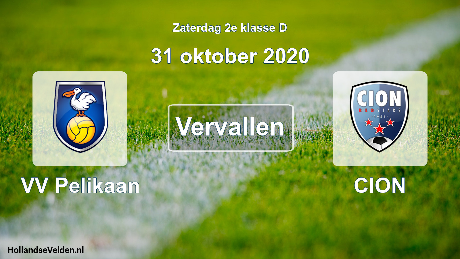Scheduled Match: VV Pelikaan - CION (31 October 2020)