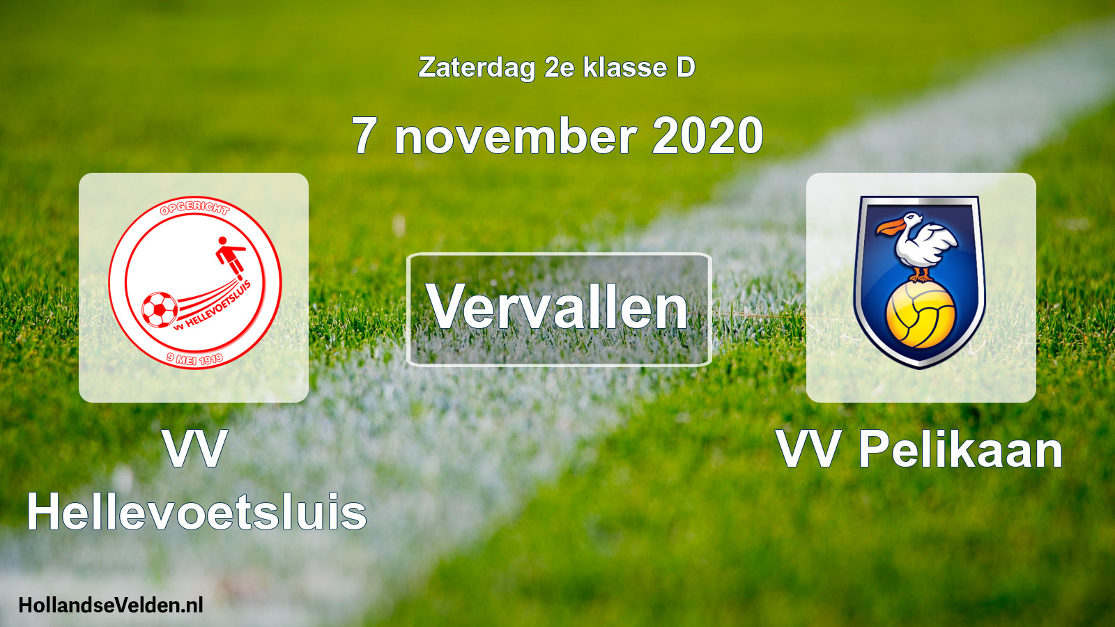 Scheduled Match: VV Hellevoetsluis - VV Pelikaan (7 November 2020)