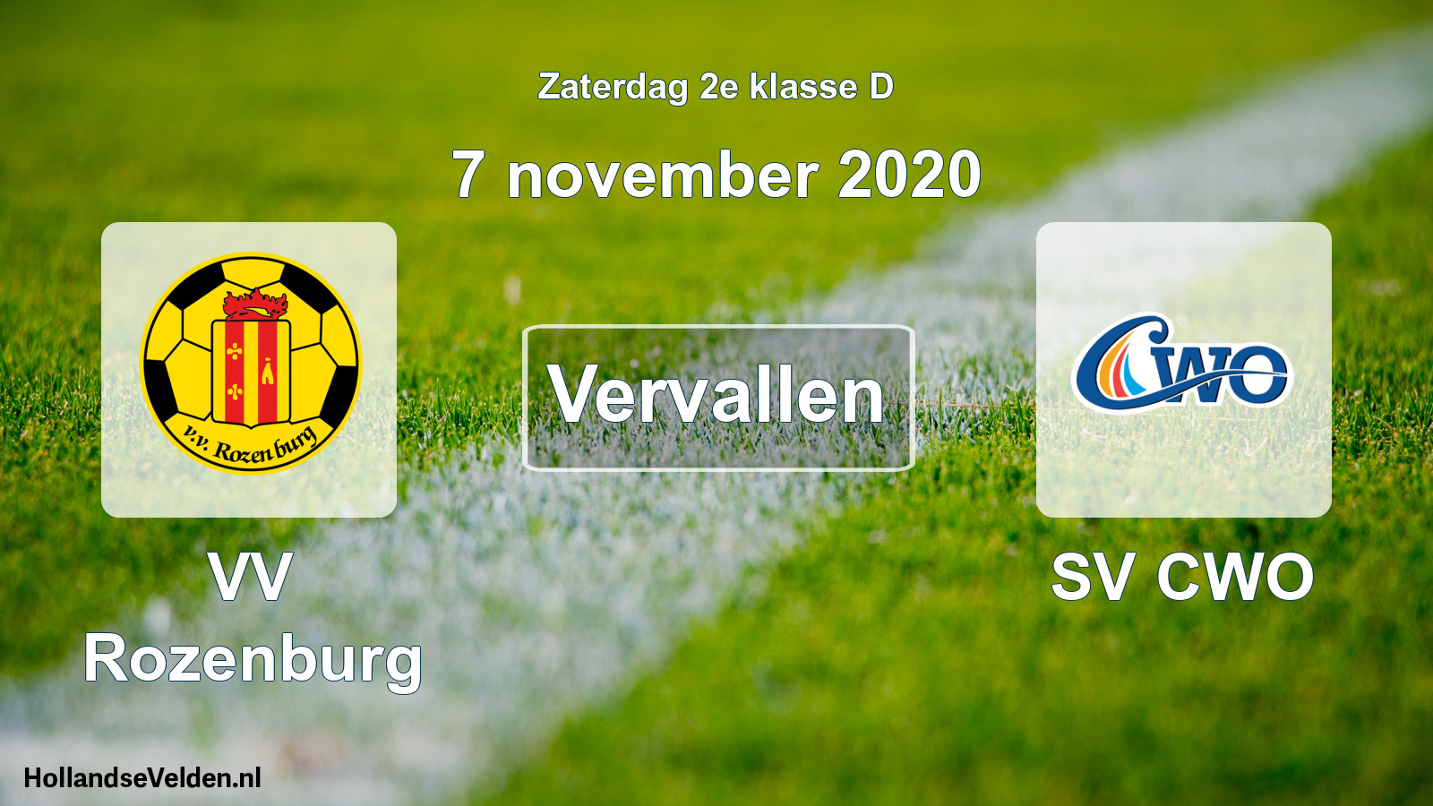Scheduled Match: VV Rozenburg - SV CWO (7 November 2020)