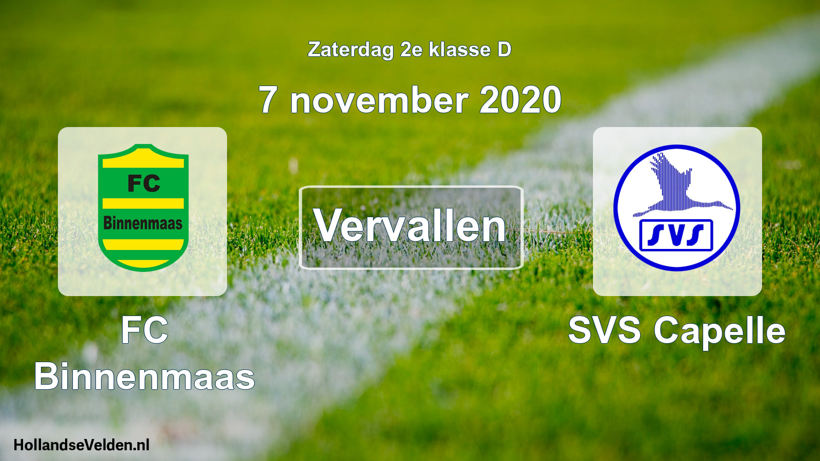 Scheduled Match: FC Binnenmaas - SVS Capelle (7 November 2020)