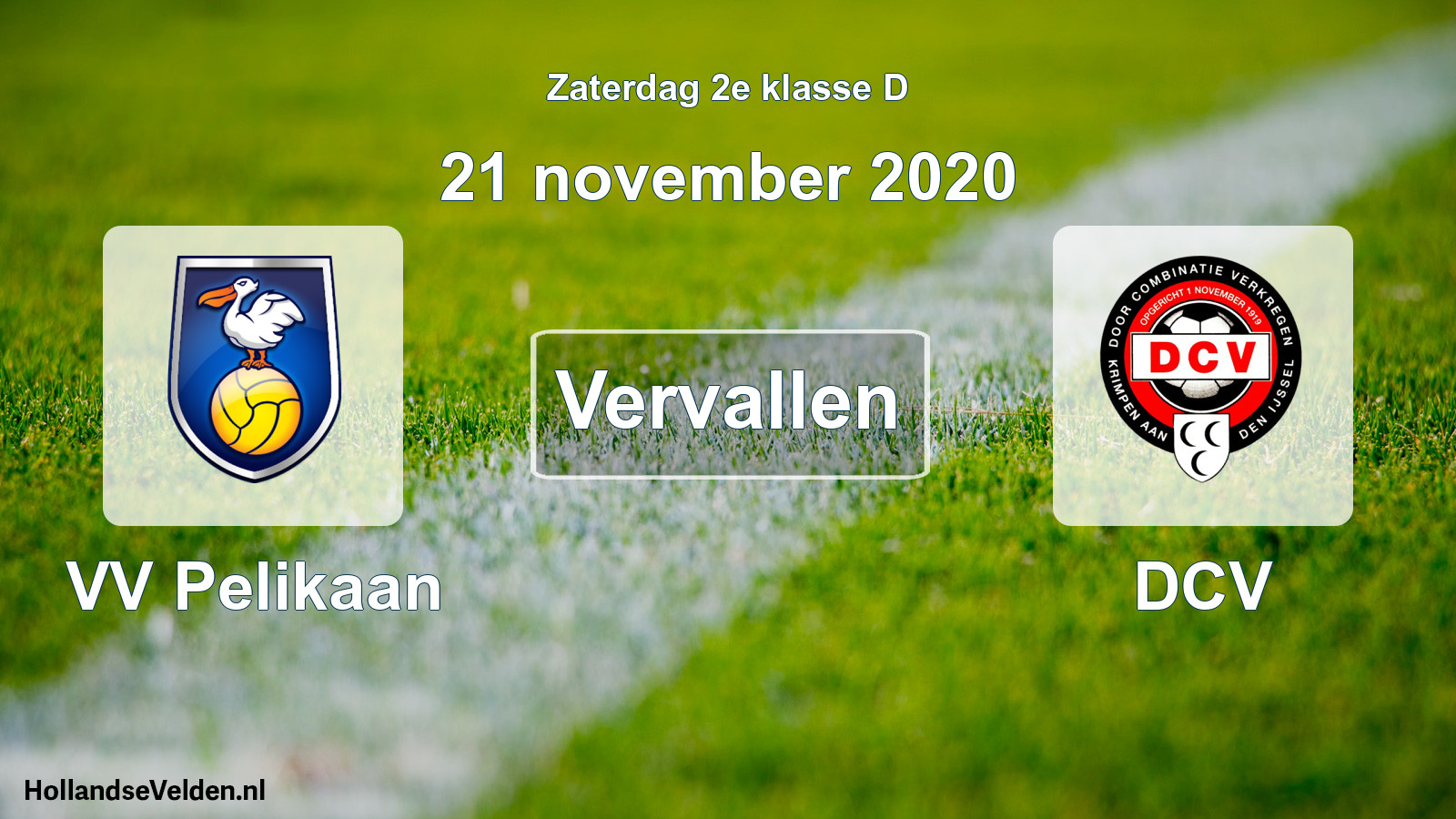 Scheduled Match: VV Pelikaan - DCV (21 November 2020)