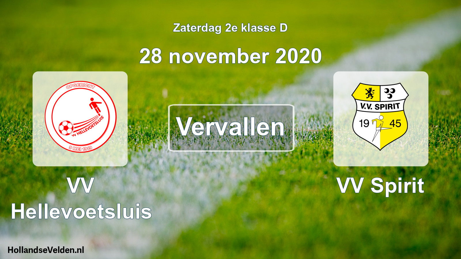 Scheduled Match: VV Hellevoetsluis - VV Spirit (28 November 2020)