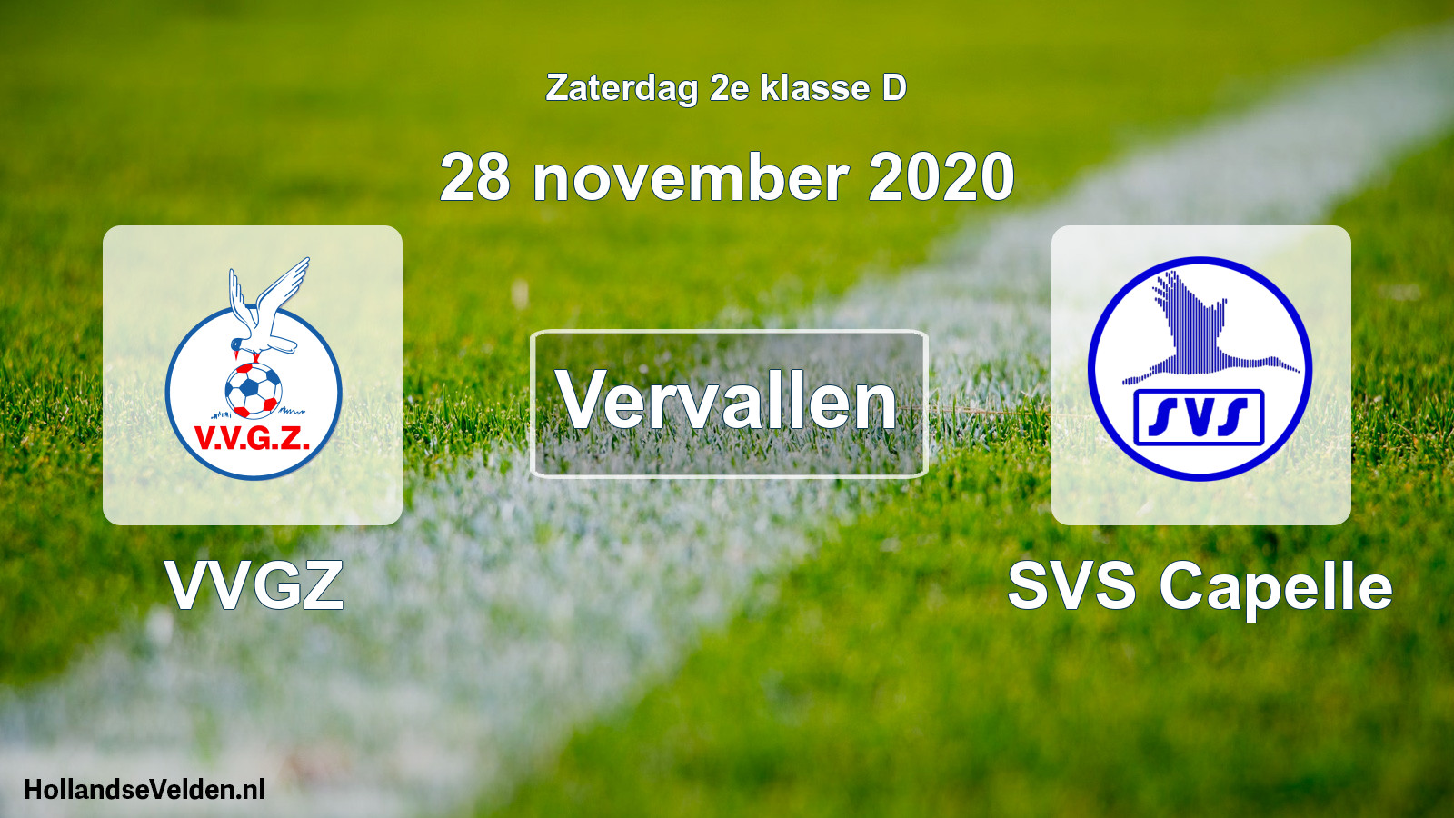 Scheduled Match: VVGZ - SVS Capelle (28 November 2020)