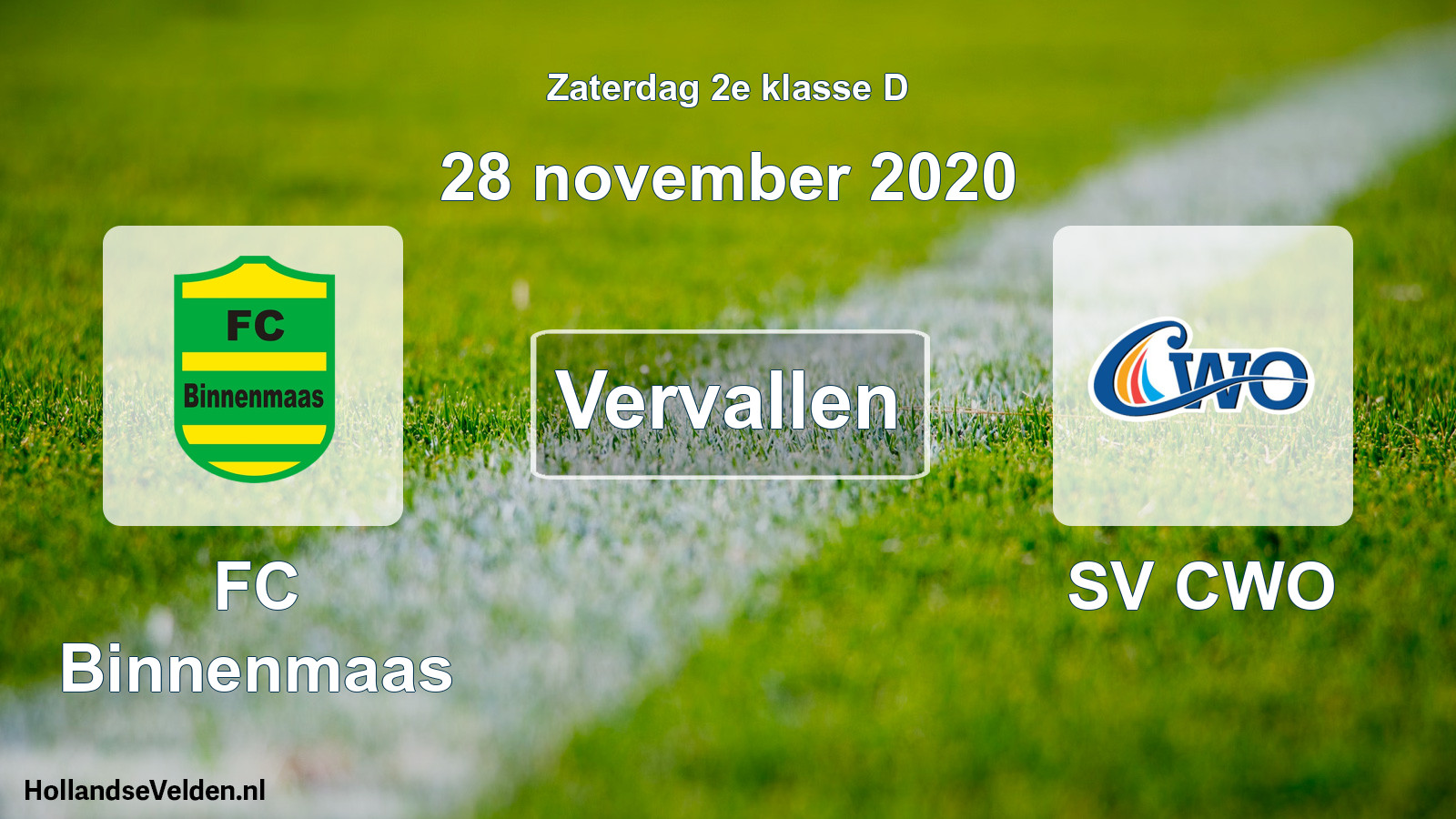 Scheduled Match: FC Binnenmaas - SV CWO (28 November 2020)