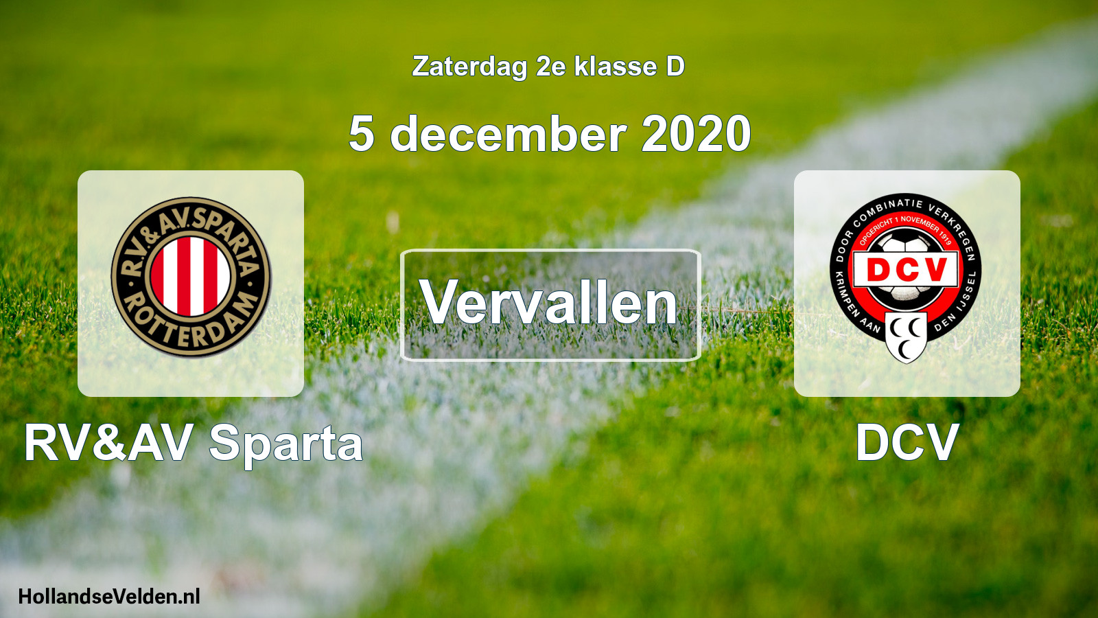 Scheduled Match: RV&AV Sparta - DCV (5 December 2020)