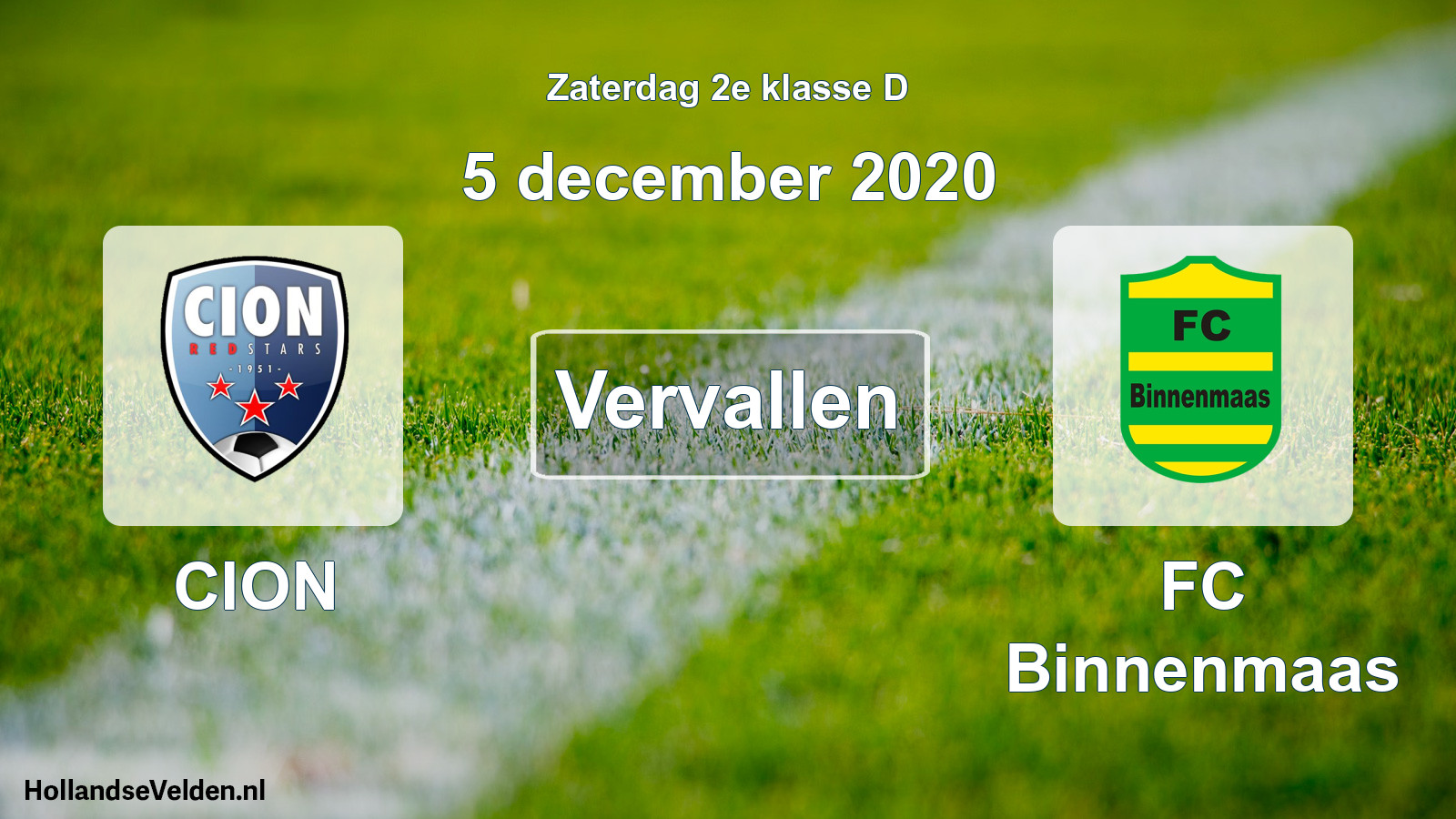 Scheduled Match: CION - FC Binnenmaas (5 December 2020)