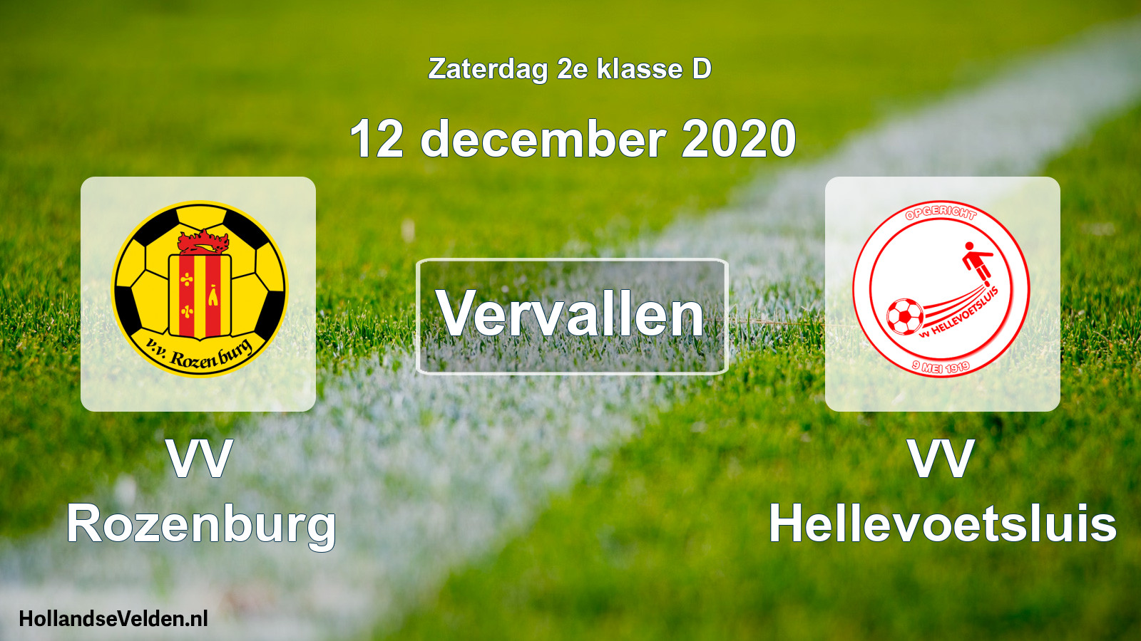 Scheduled Match: VV Rozenburg - VV Hellevoetsluis (12 December 2020)