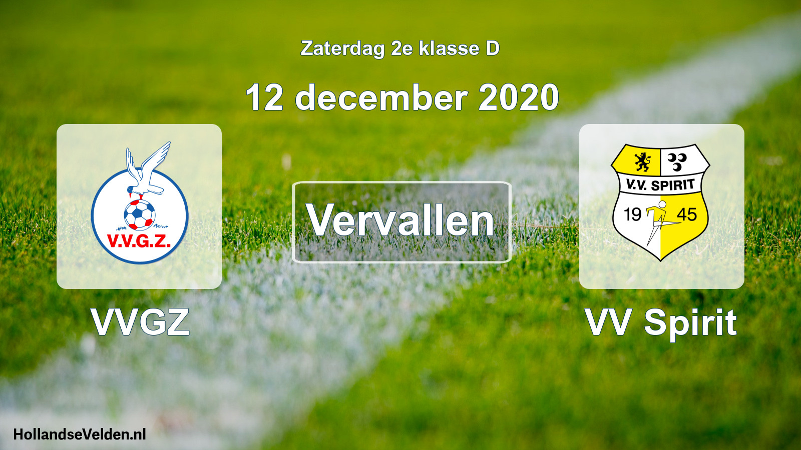 Scheduled Match: VVGZ - VV Spirit (12 December 2020)