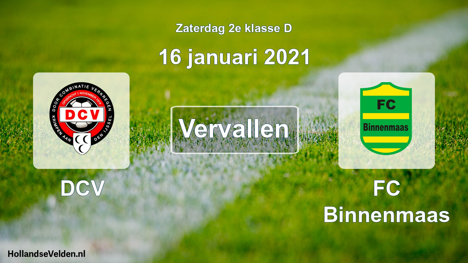 Scheduled Match: DCV - FC Binnenmaas (16 January 2021)