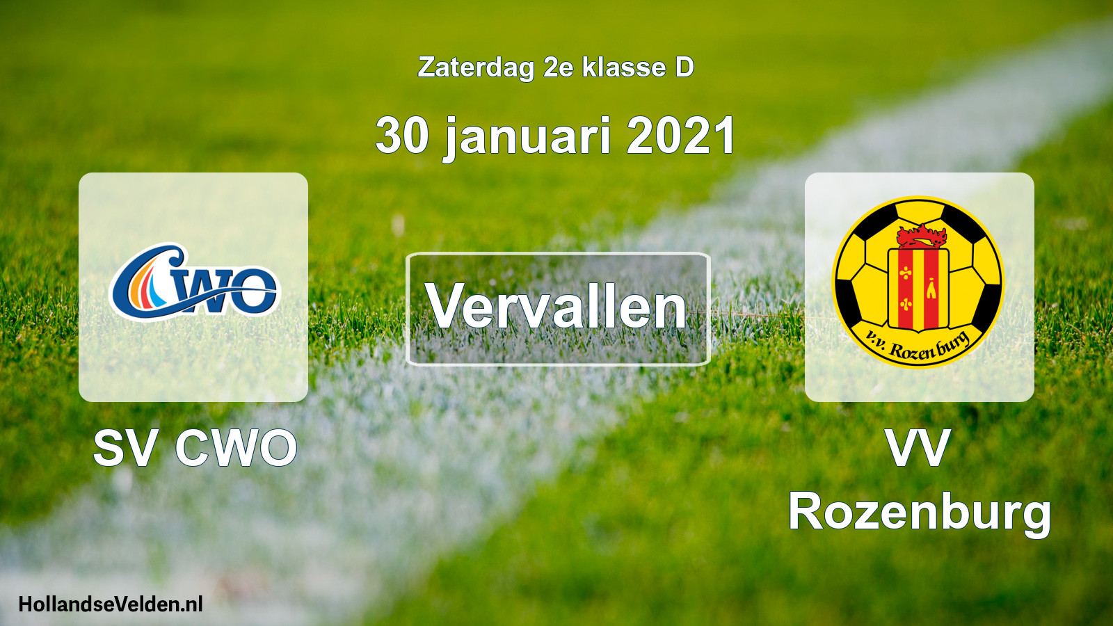 Scheduled Match: SV CWO - VV Rozenburg (30 January 2021)