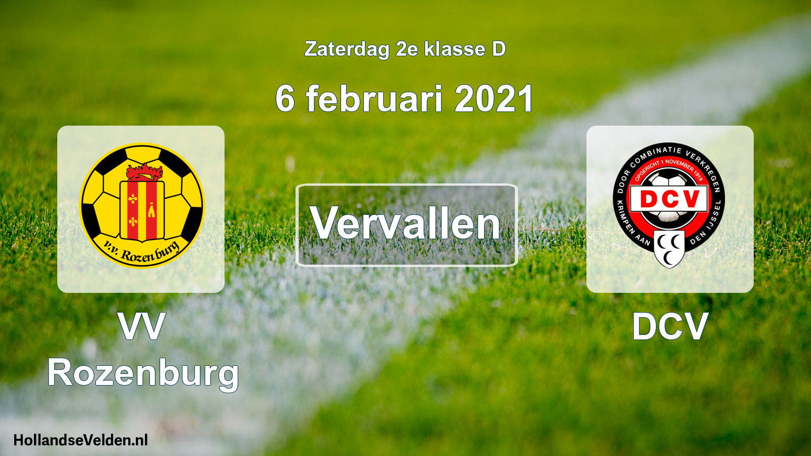 Scheduled Match: VV Rozenburg - DCV (6 February 2021)