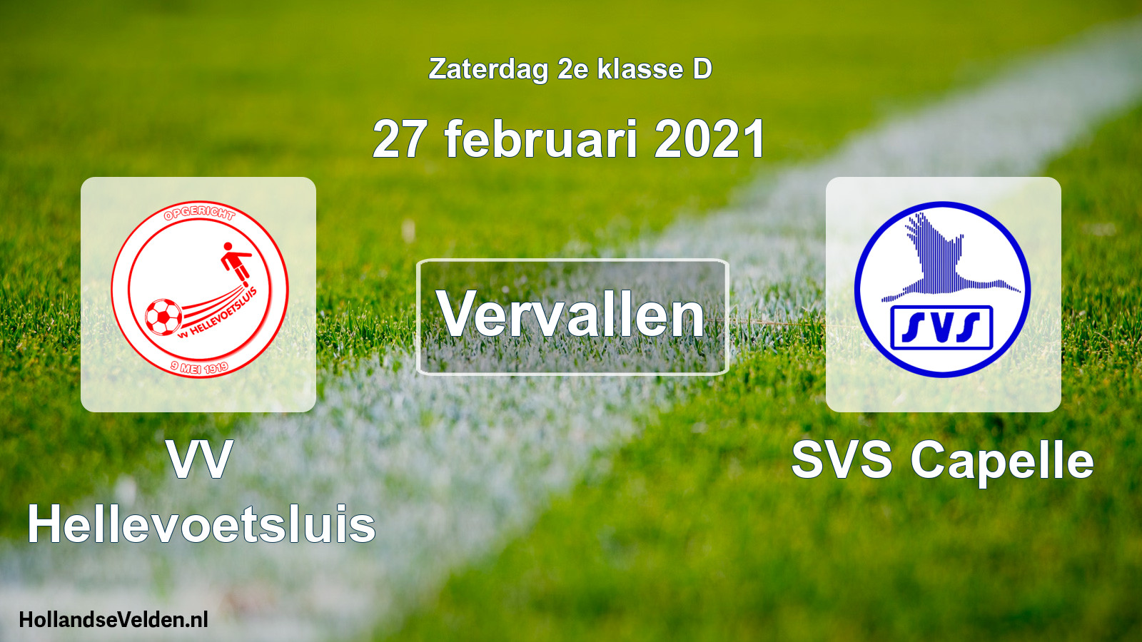 Scheduled Match: VV Hellevoetsluis - SVS Capelle (27 February 2021)