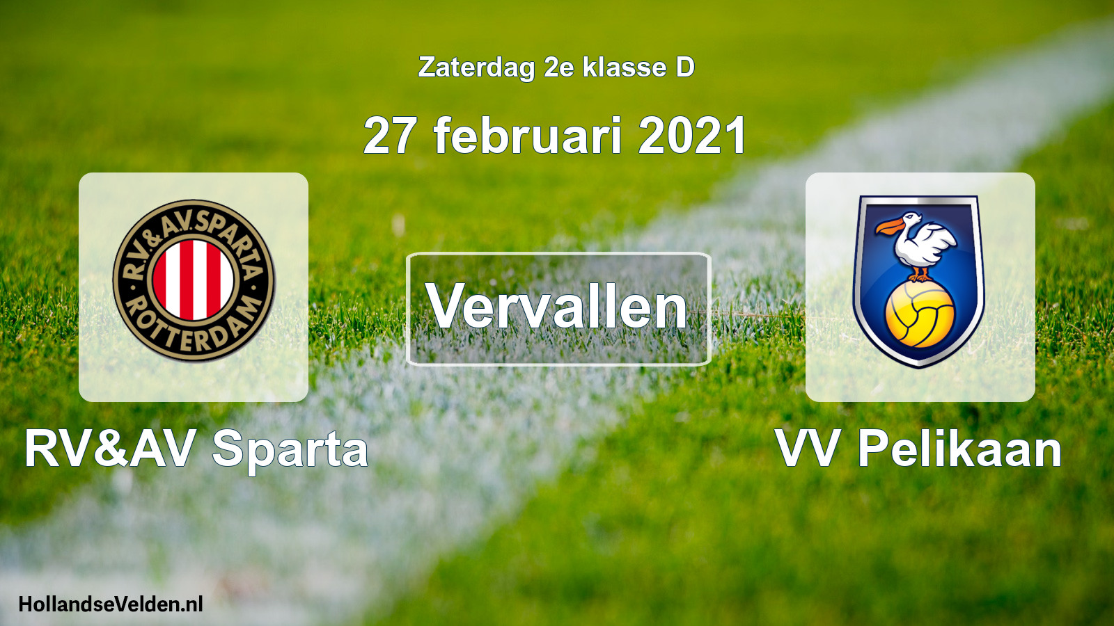 Scheduled Match: RV&AV Sparta - VV Pelikaan (27 February 2021)