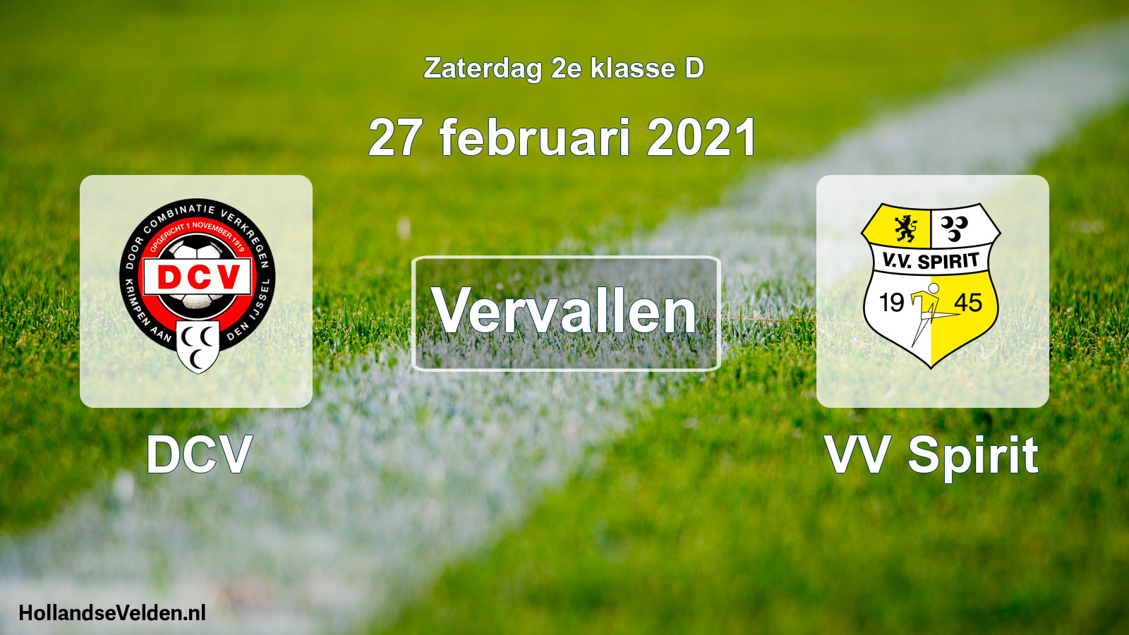 Scheduled Match: DCV - VV Spirit (27 February 2021)