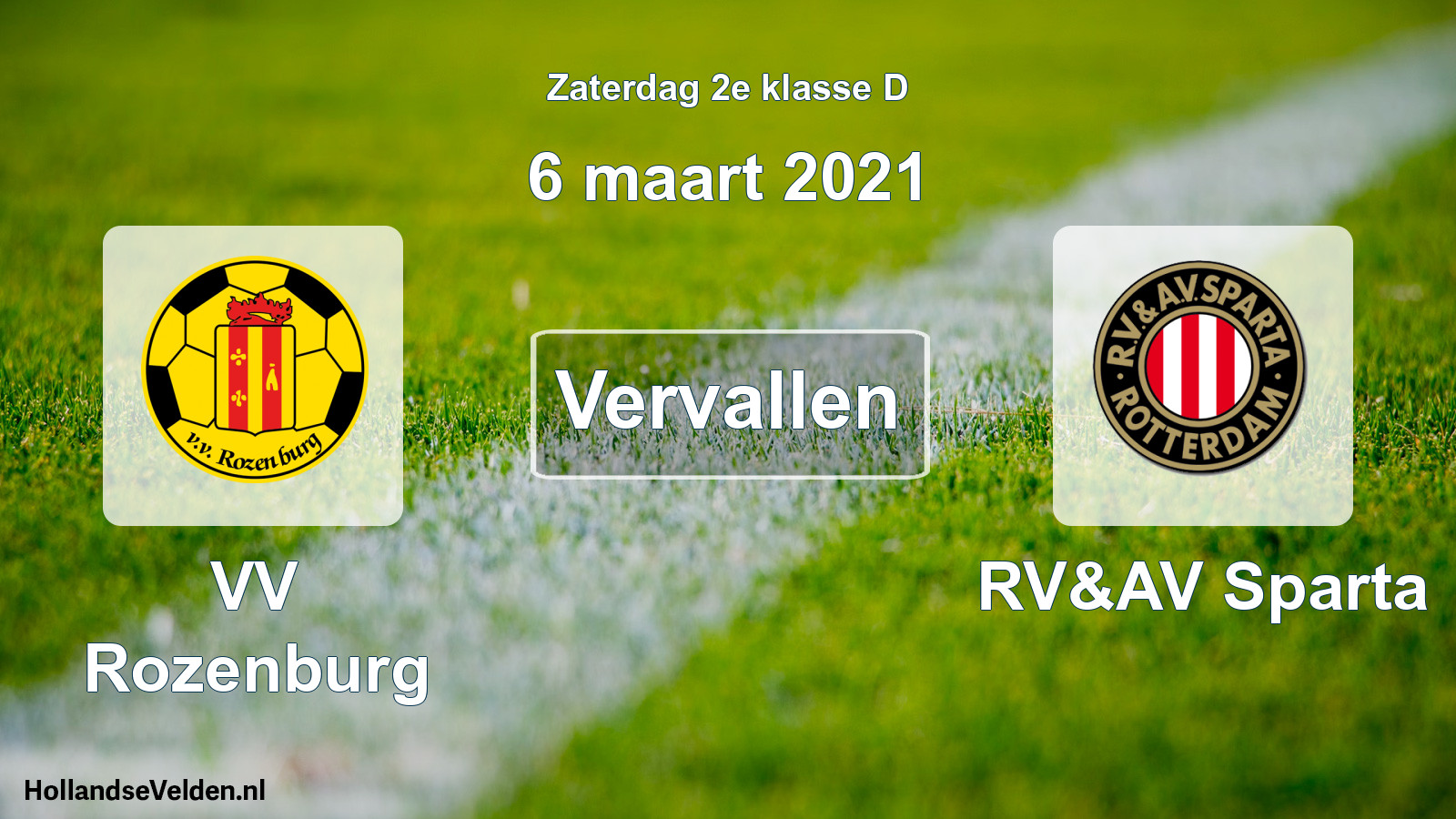Scheduled Match: VV Rozenburg - RV&AV Sparta (6 March 2021)