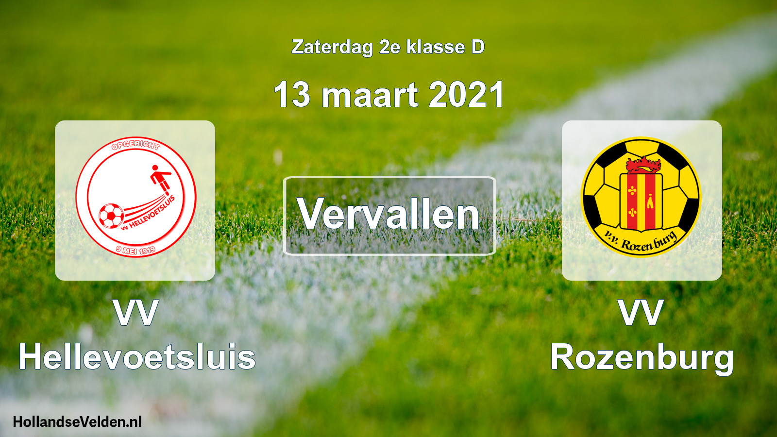 Scheduled Match: VV Hellevoetsluis - VV Rozenburg (13 March 2021)