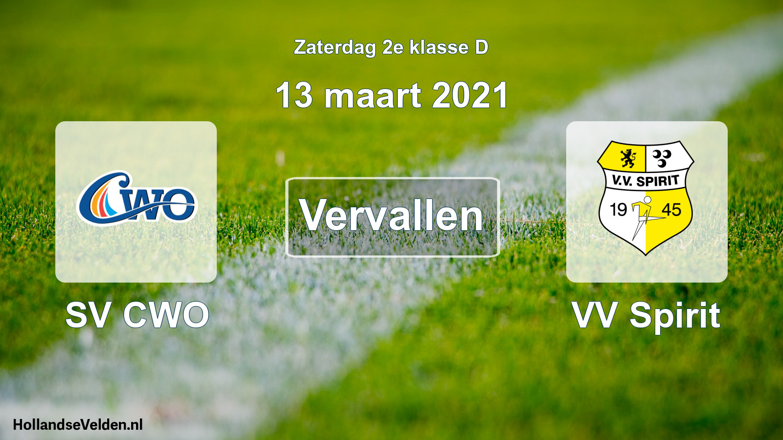Scheduled Match: SV CWO - VV Spirit (13 March 2021)