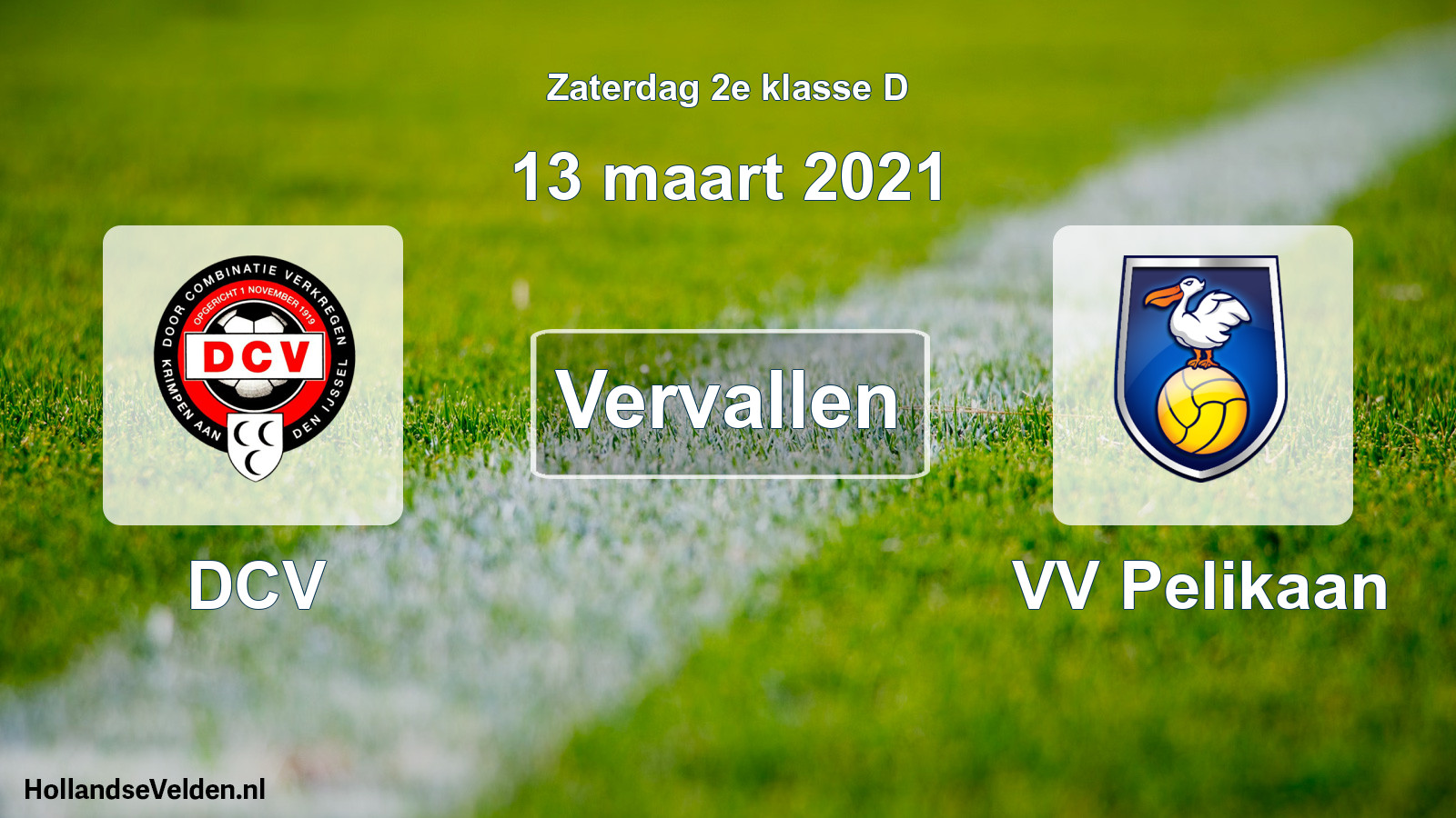Scheduled Match: DCV - VV Pelikaan (13 March 2021)