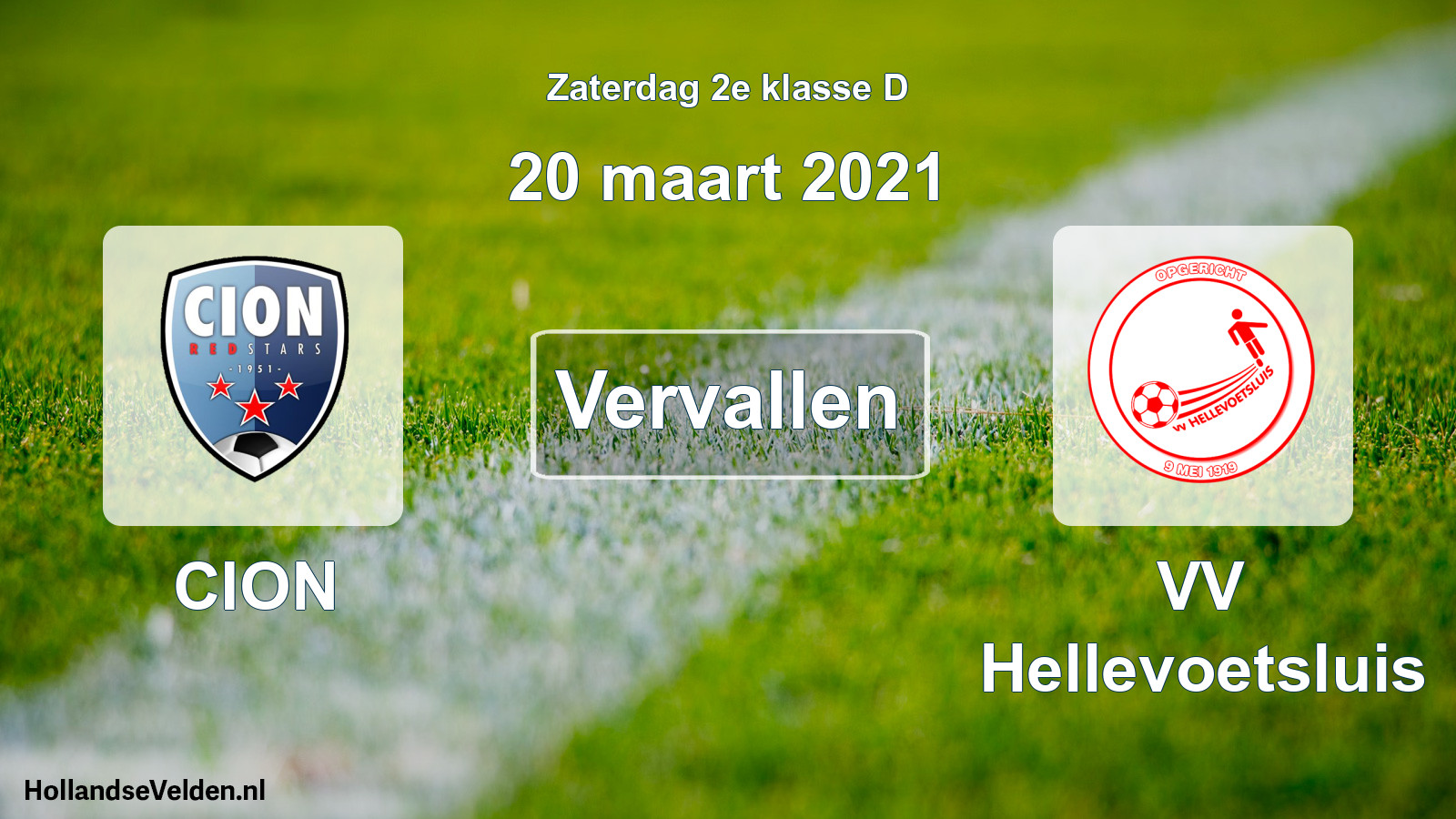 Scheduled Match: CION - VV Hellevoetsluis (20 March 2021)