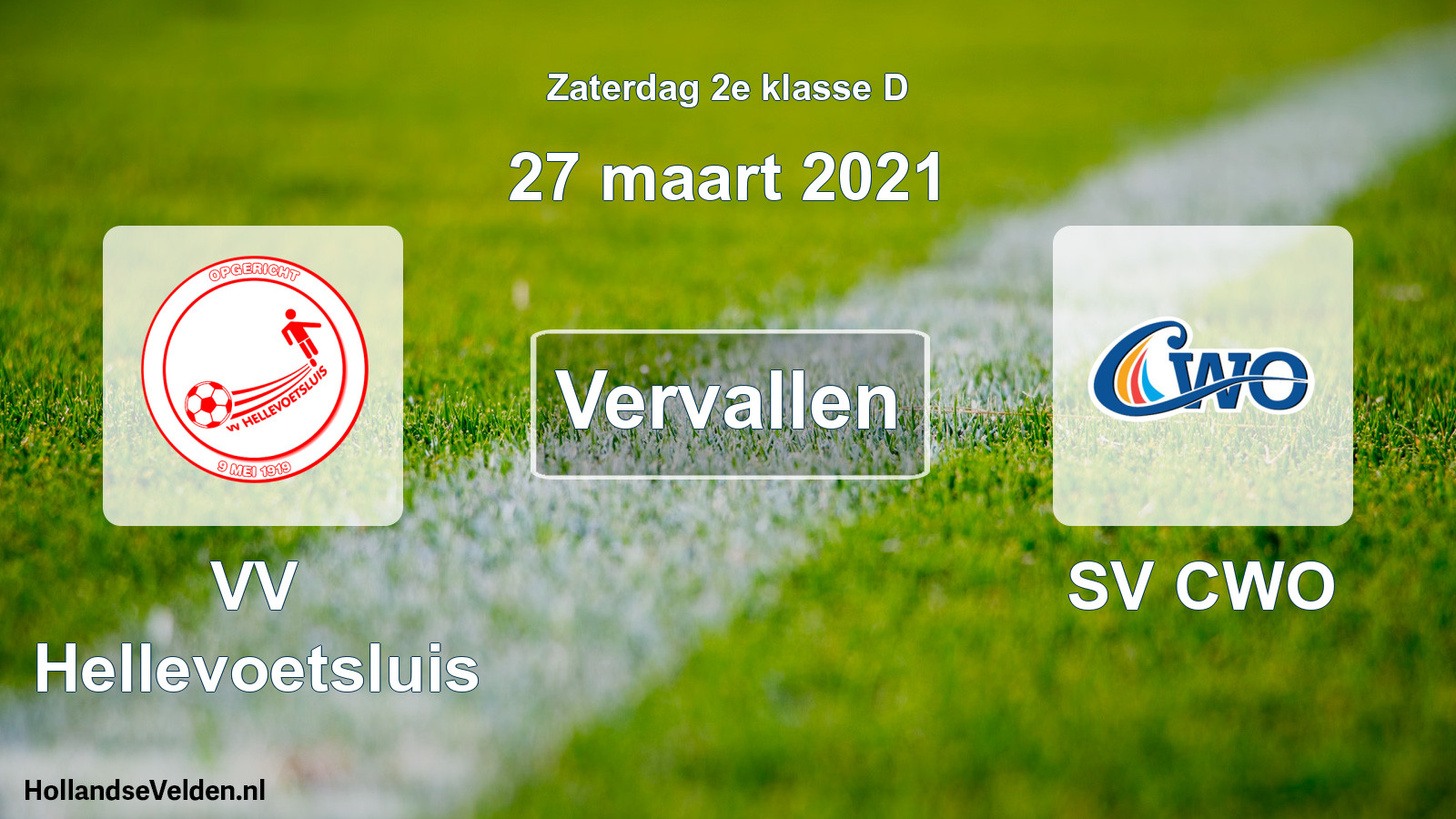 Scheduled Match: VV Hellevoetsluis - SV CWO (27 March 2021)