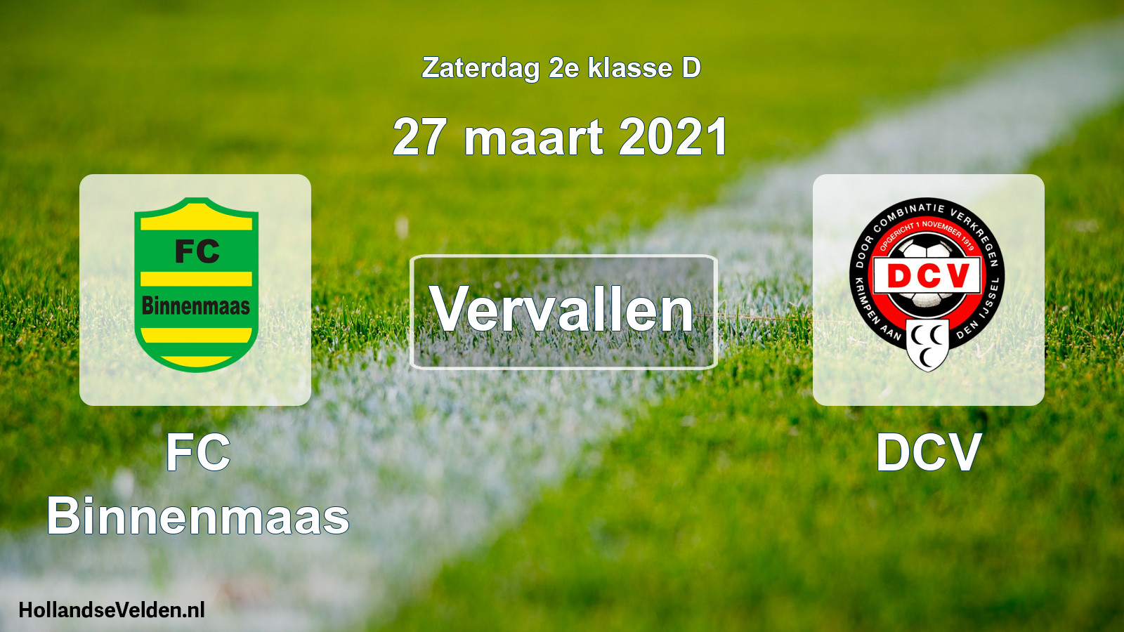 Scheduled Match: FC Binnenmaas - DCV (27 March 2021)