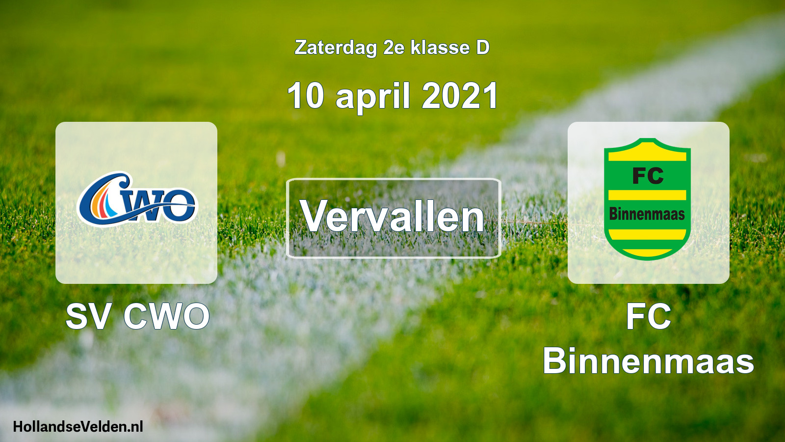 Scheduled Match: SV CWO - FC Binnenmaas (10 April 2021)