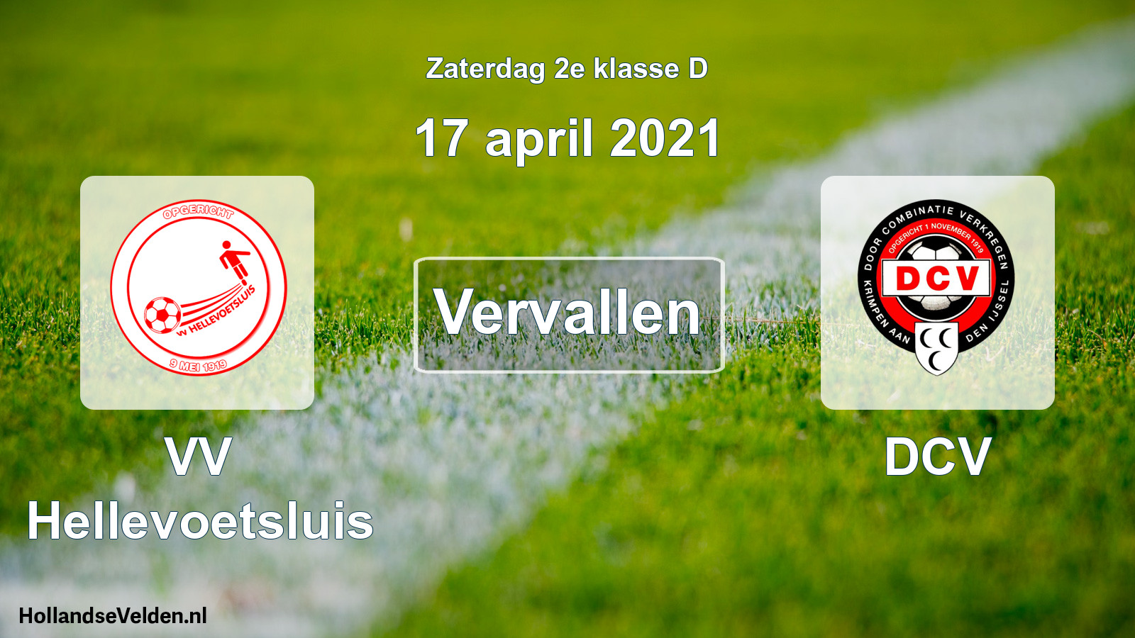 Scheduled Match: VV Hellevoetsluis - DCV (17 April 2021)