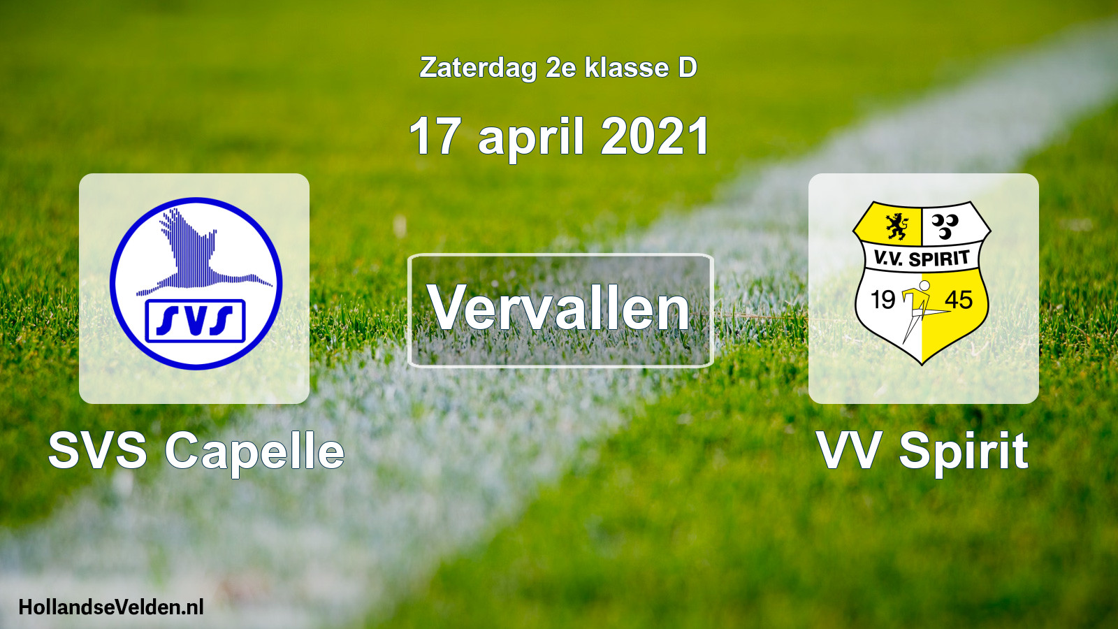 Scheduled Match: SVS Capelle - VV Spirit (17 April 2021)
