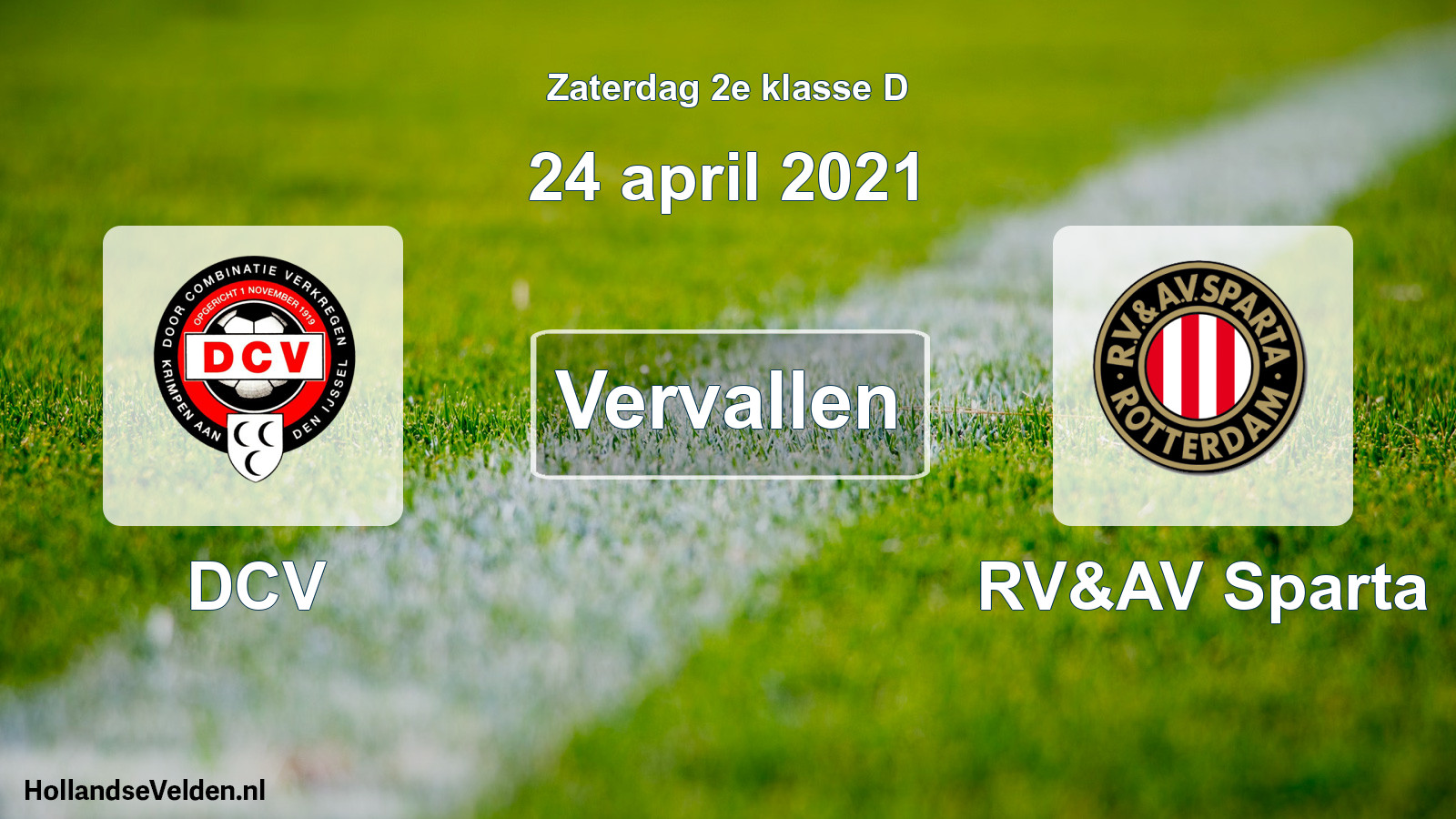 Scheduled Match: DCV - RV&AV Sparta (24 April 2021)