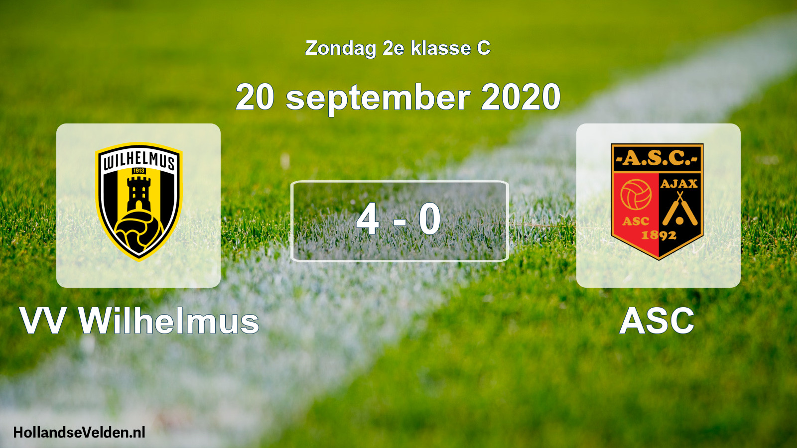 Total number of matches played: VV Wilhelmus - ASC 4 - 0 (20 September 2020)