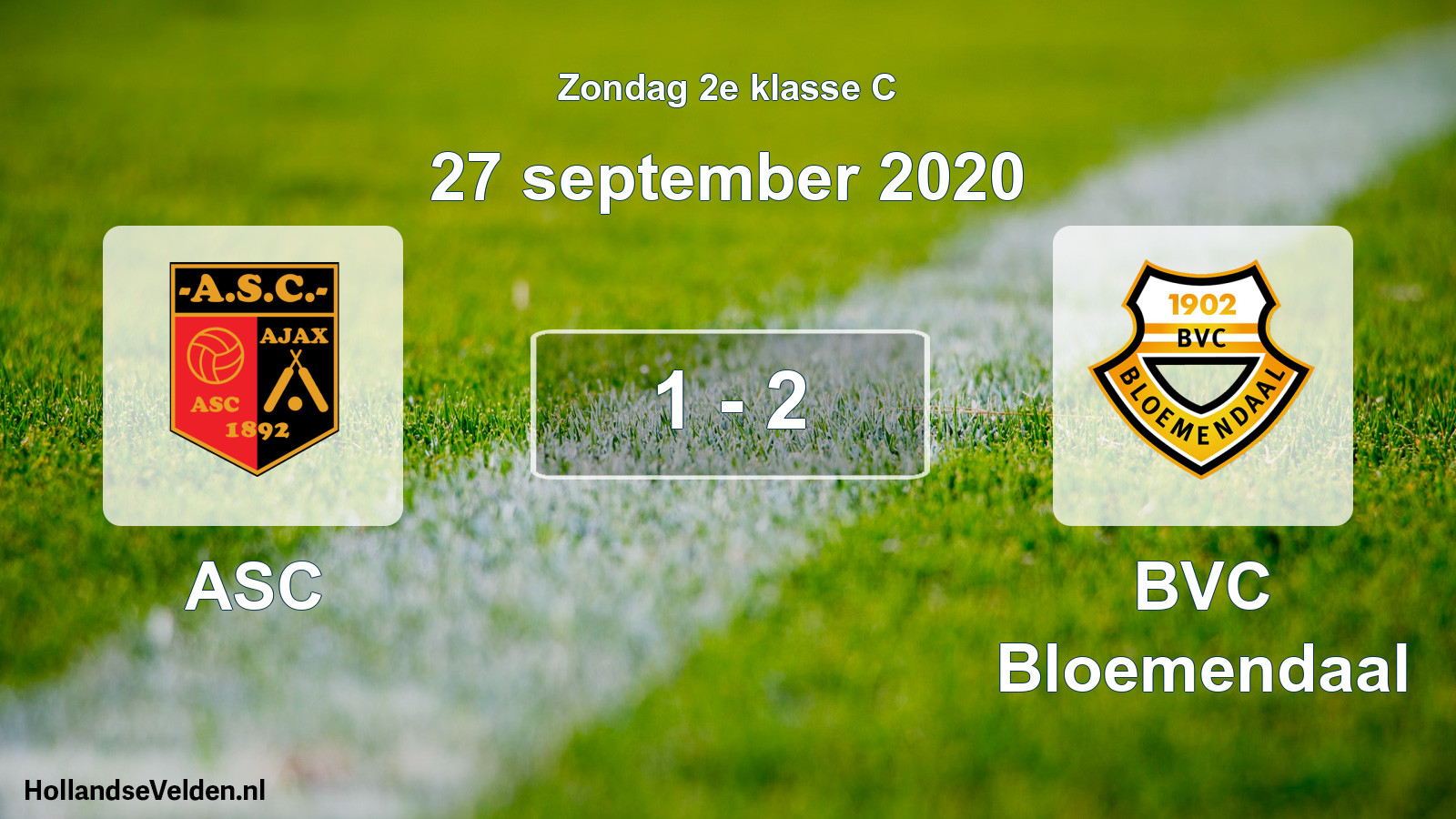 Total number of matches played: ASC - BVC Bloemendaal 1 - 2 (27 September 2020)