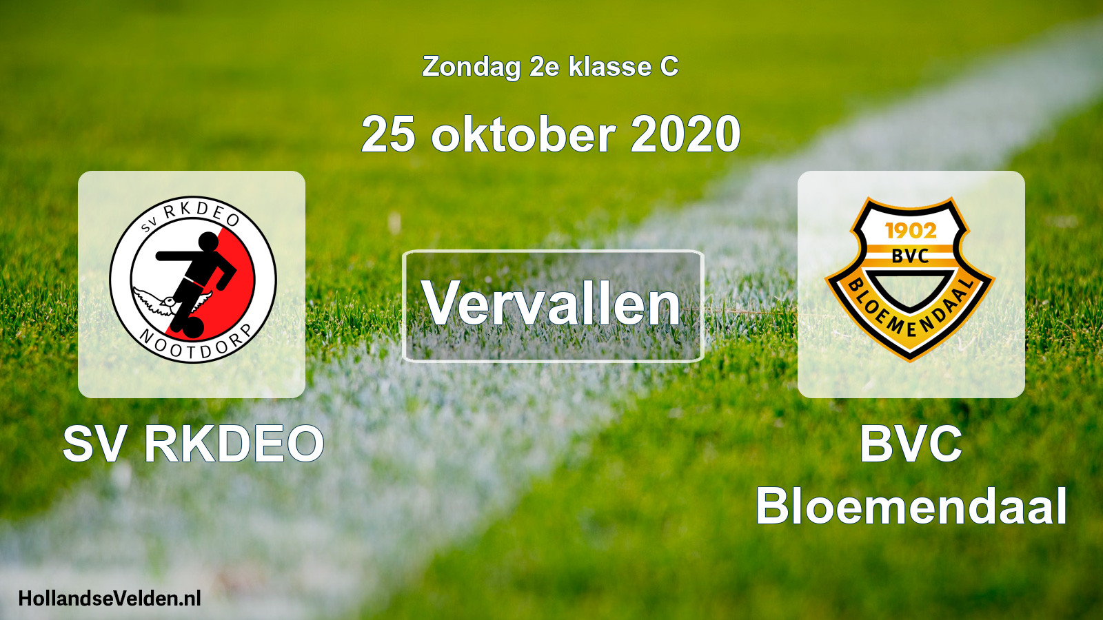 Scheduled Match: SV RKDEO - BVC Bloemendaal (25 October 2020)