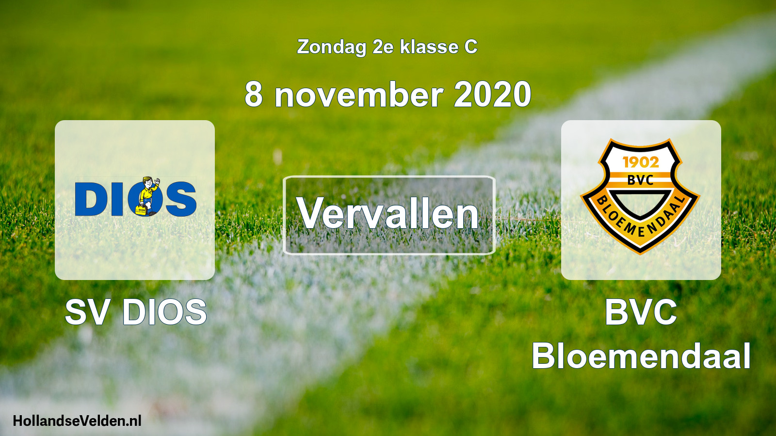 Scheduled Match: SV DIOS - BVC Bloemendaal (8 November 2020)