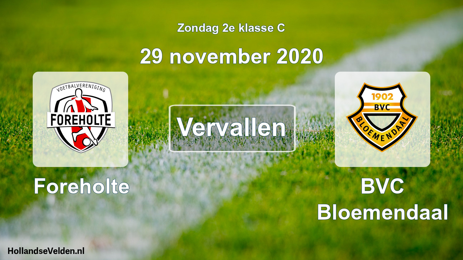 Scheduled Match: Foreholte - BVC Bloemendaal (29 November 2020)